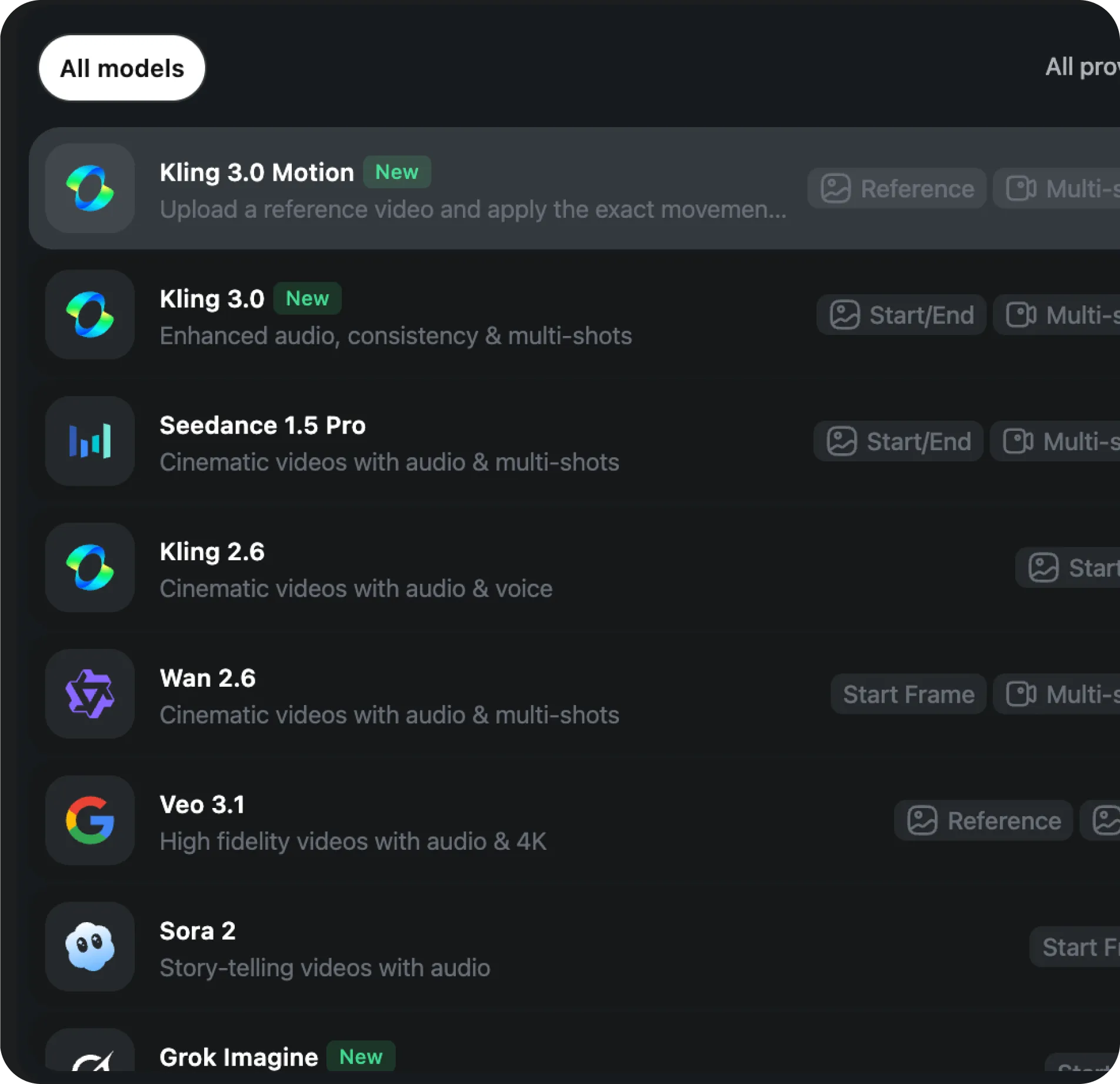Step 1: Select the Kling 3.0 Motion Control model on OpenArt