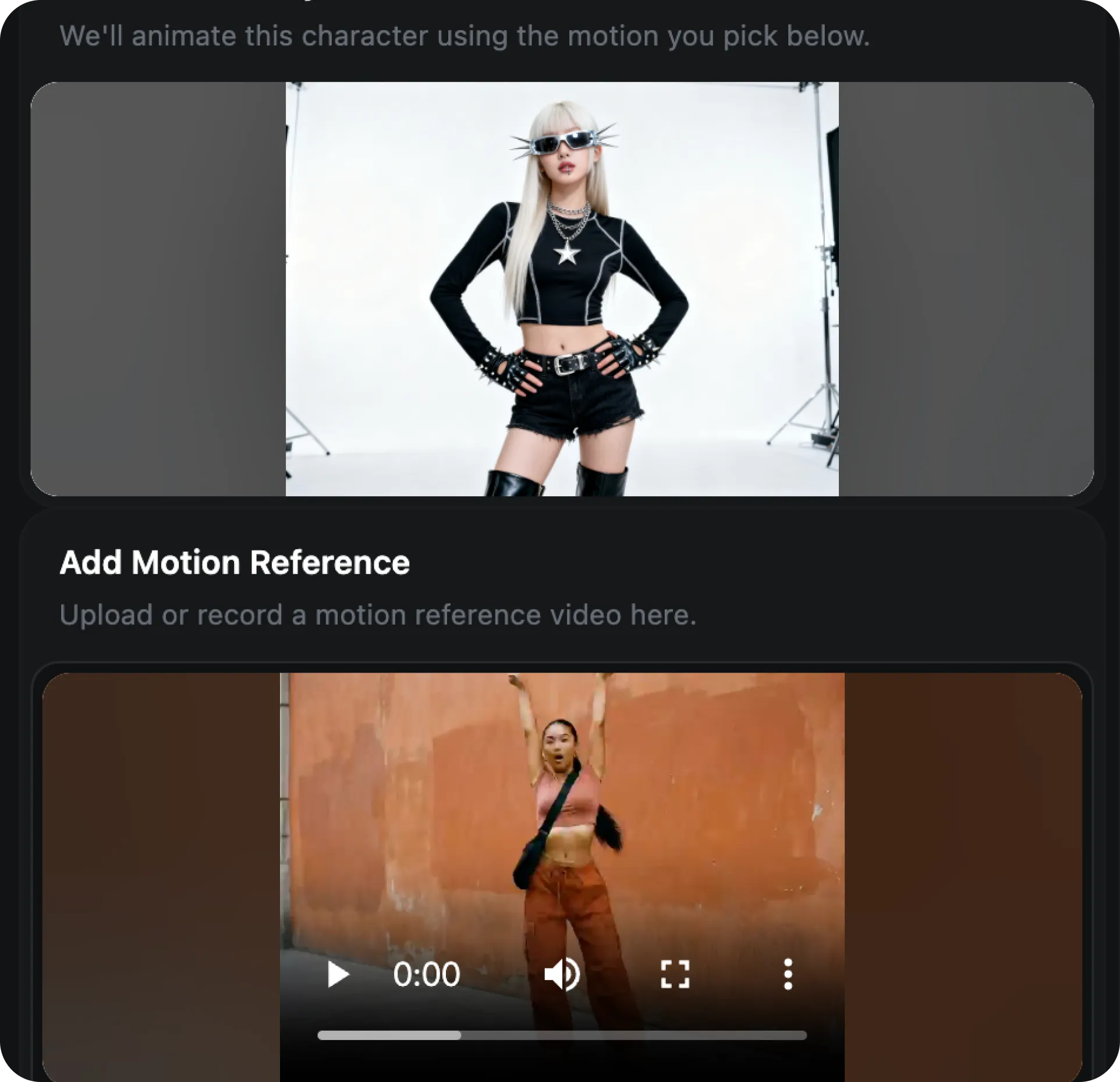 Step 3: Add a character image and text prompt for the AI video